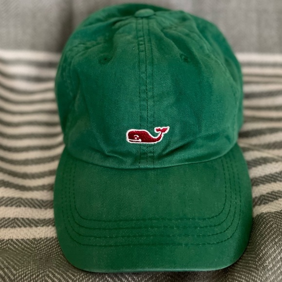 Vineyard Vines baseball cap. Emerald green with red whale and Vineyard Vines. - Picture 4 of 5